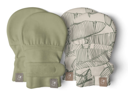 Goumi Kids CANOPY + ARTICHOKE Stay-On Baby Mittens 2-Pack – organic cotton newborn mitts