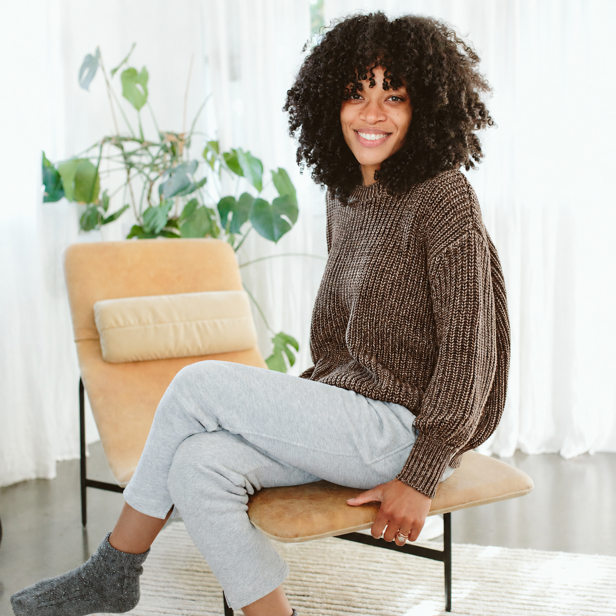 WOMENS CHUNKY KNIT SWEATER | BARK