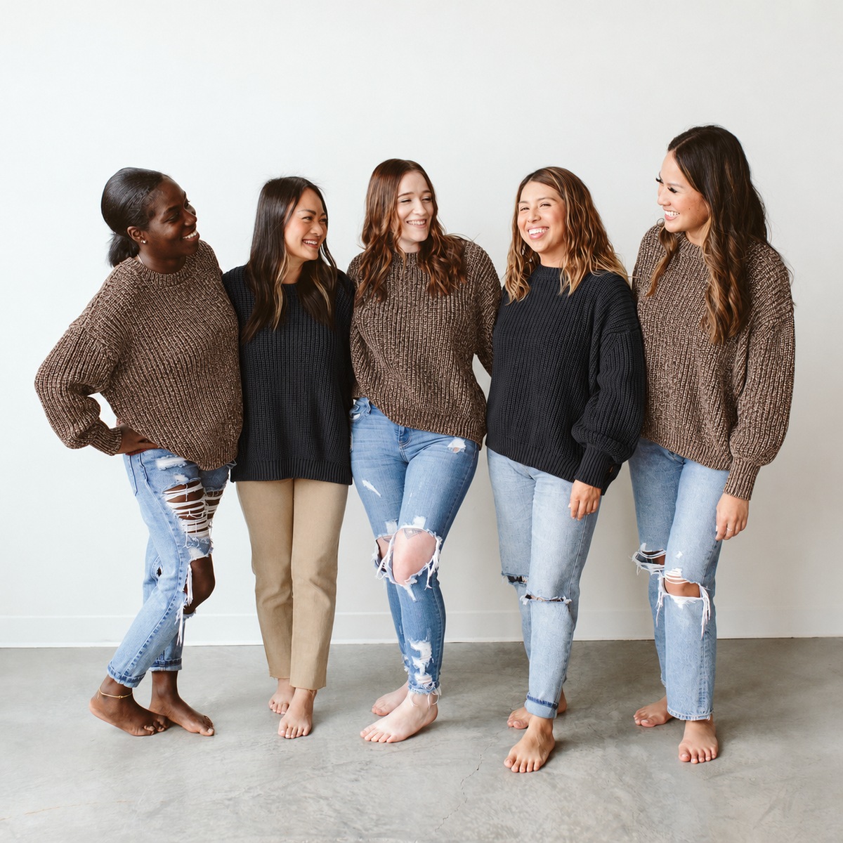 WOMENS CHUNKY KNIT SWEATER | BARK