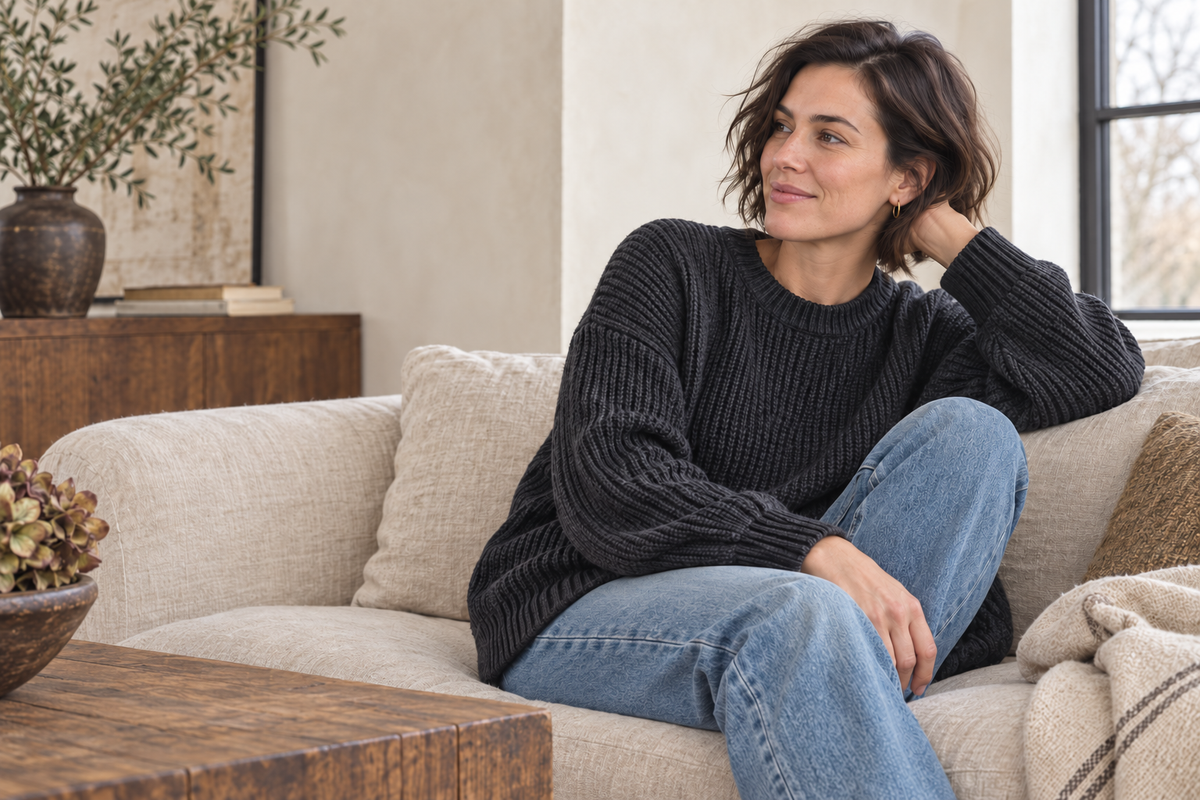 WOMEN'S CHUNKY KNIT SWEATER | SHADOW