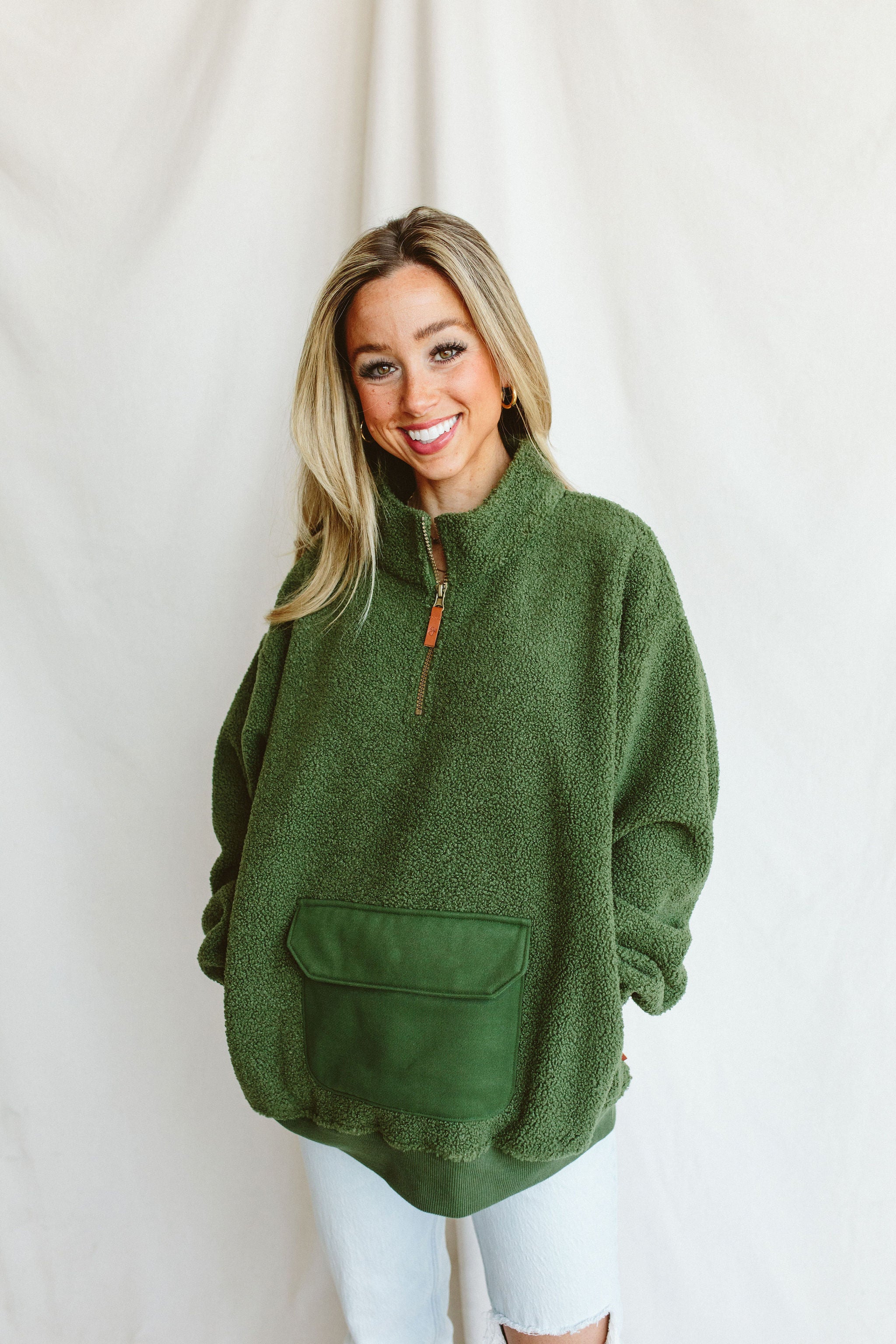 Goumi Kids SPRUCE Adult Sherpa Zip Pullover