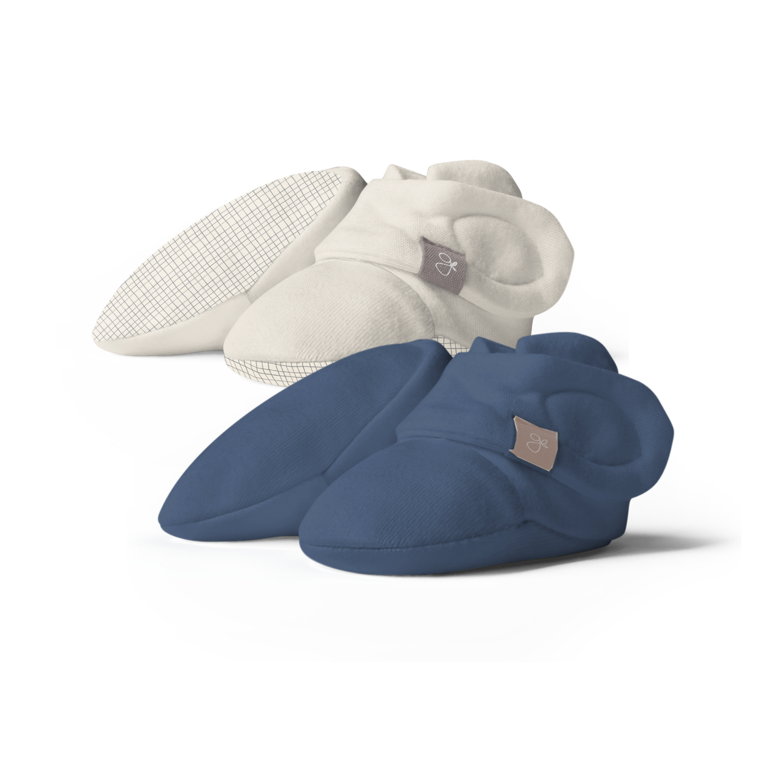 Goumi Kids INDIGO + GRIDLOCK Stay-On Baby Boots 2-Pack – soft sole newborn booties