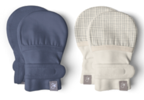 Goumi Kids INDIGO + GRIDLOCK Stay-On Baby Mittens 2-Pack – organic cotton newborn mitts