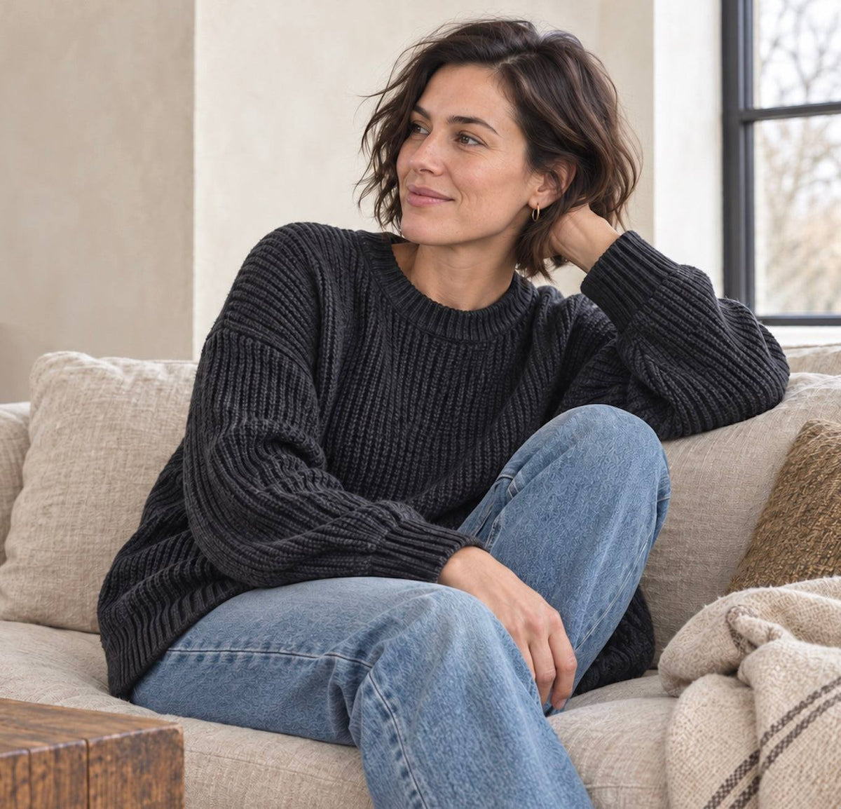 WOMEN'S CHUNKY KNIT SWEATER | SHADOW