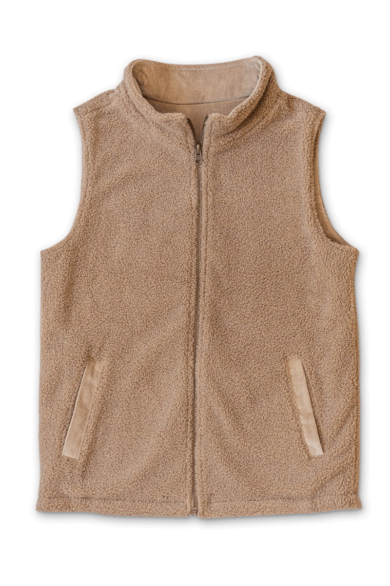 Goumi Kids CHAMPIGNON Adult Sherpa/Corduroy Reversible Vest – lifestyle