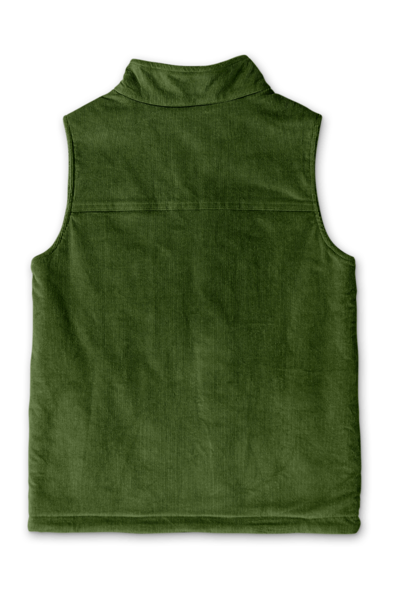 Goumi Kids SPRUCE Sherpa/Corduroy Reversible Vest – flat lay