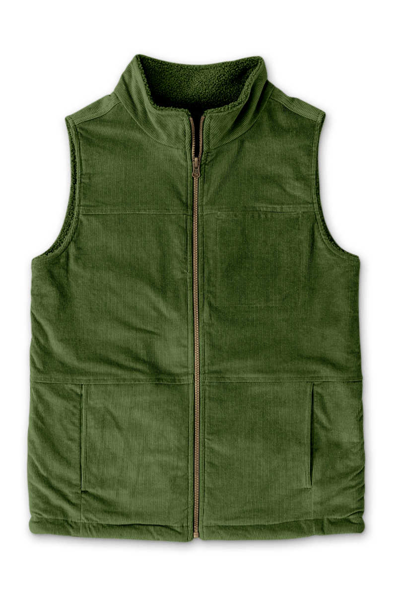 Goumi Kids SPRUCE Sherpa/Corduroy Reversible Vest – detail