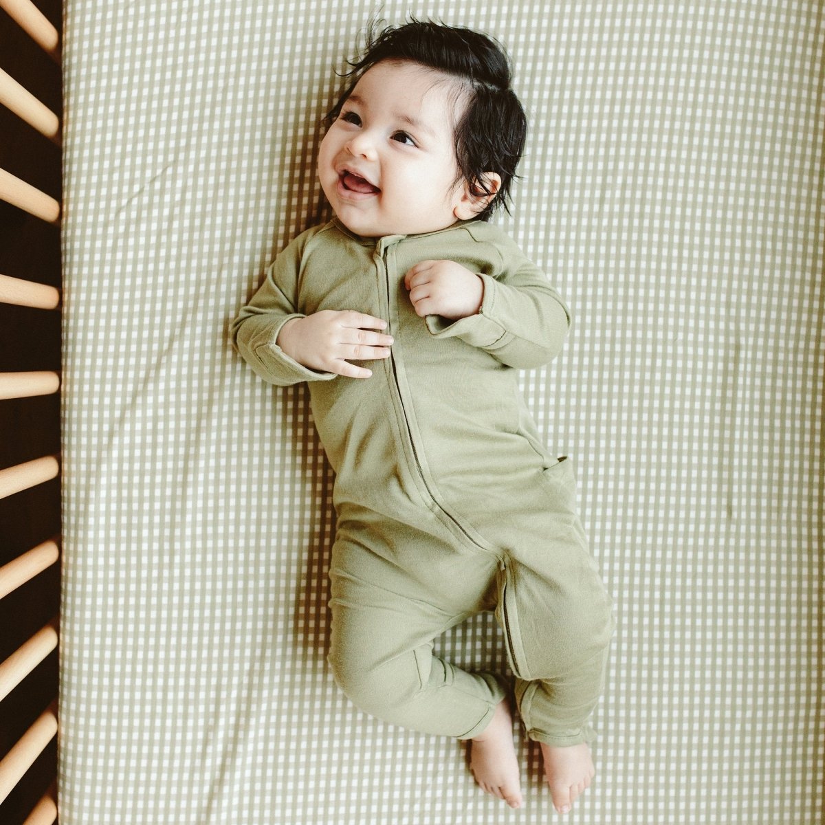 Goumi Kids ARTICHOKE Grow With You Baby Footie Snug Fit – bamboo viscose organic cotton blend – lifestyle