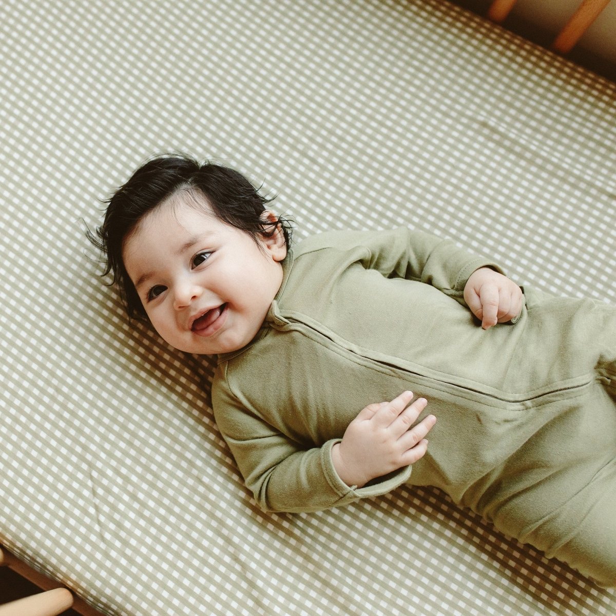 Goumi Kids ARTICHOKE Grow With You Baby Footie Snug Fit – bamboo viscose organic cotton blend – flat lay