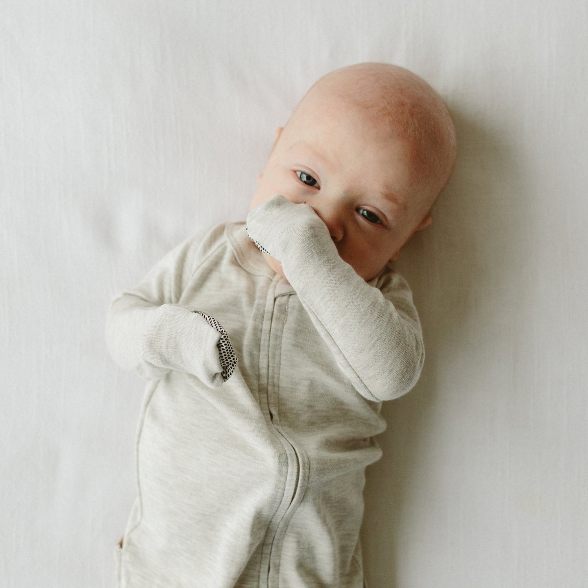 Goumi Kids STORM GRAY Grow With You Baby Footie Snug Fit – bamboo viscose organic cotton blend – flat lay