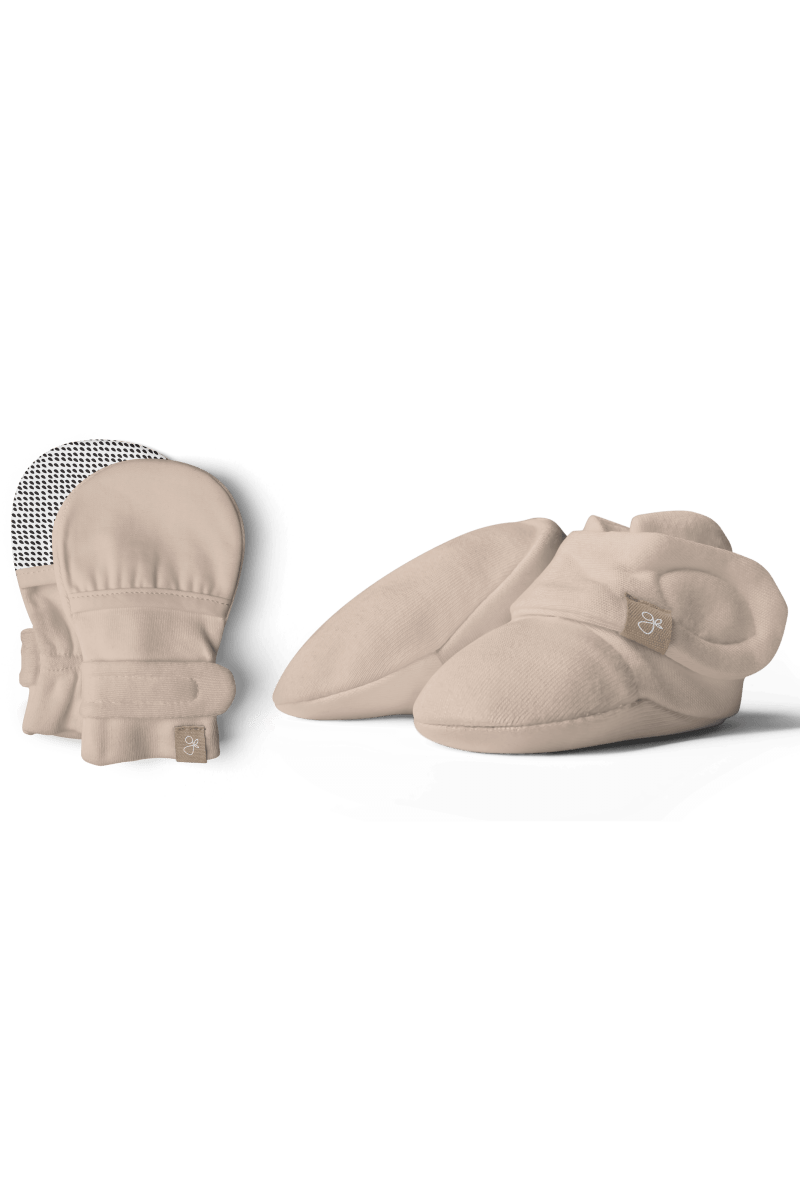 Goumi Kids SANDSTONE Stay-On Mitts & Boots Gift Set – organic cotton newborn essentials