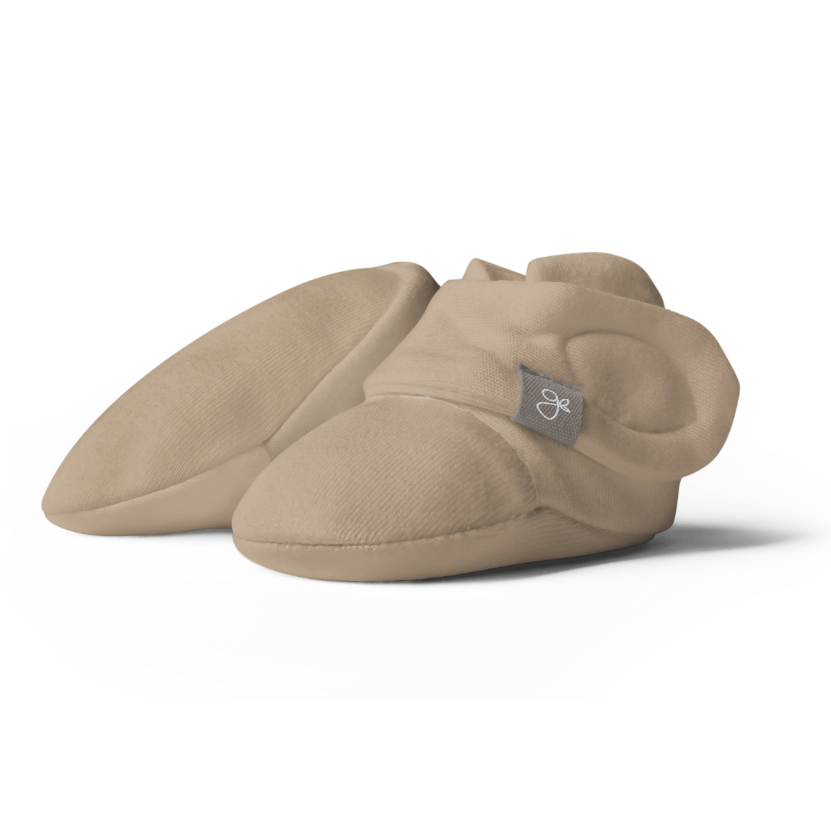 Goumi Kids Sandstone Baby Layette Gift Set – stay-on mitts & boots, convertible sleeper gown, grow-with-you footie, gift-packaged – detail view