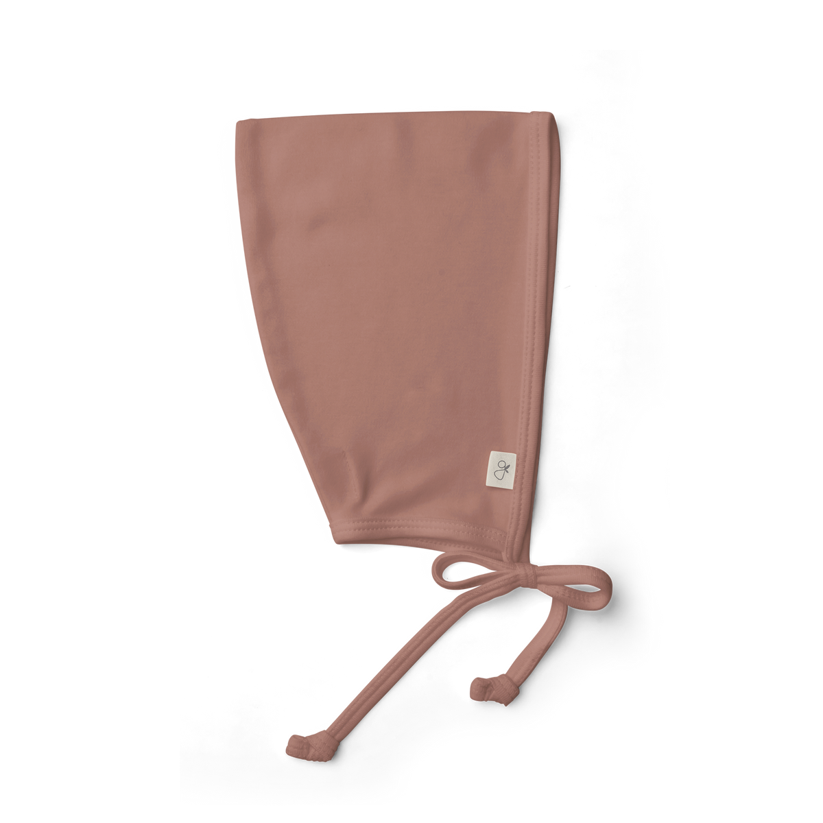 Quiet Night Starter Set baby bonnet in solid dusty rose fabric with a soft shape and long tie straps