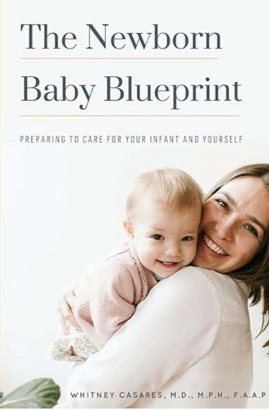 Quiet Night Starter Set featuring a newborn care guide cover with a baby in a rose knit outfit held by a mother