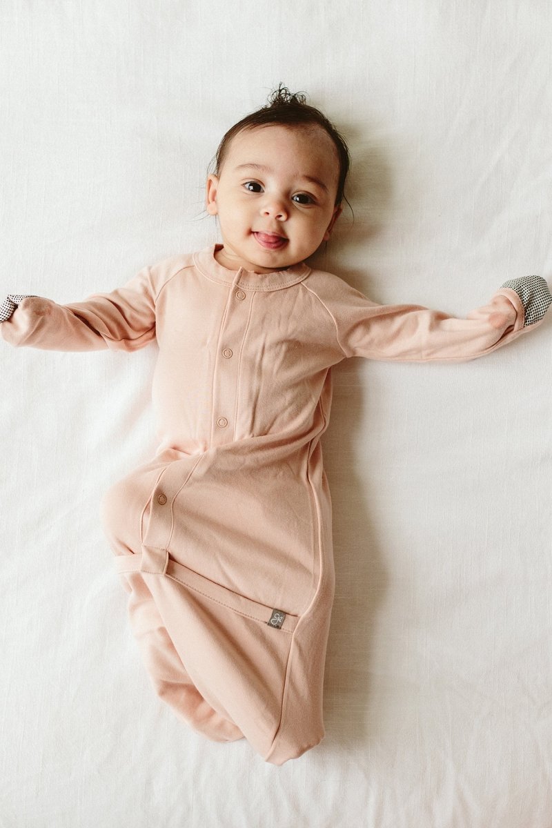 Goumi Kids ROSE Convertible Sleeper Baby Gown – patented, bamboo viscose organic cotton blend – lifestyle