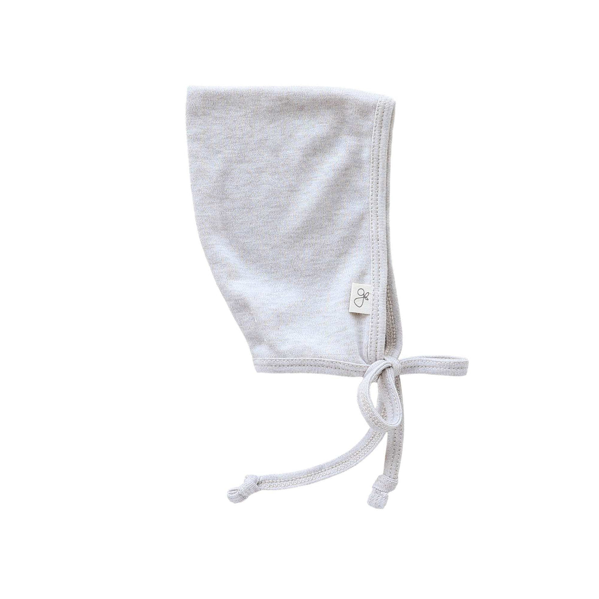 BANDIT BONNET in light storm gray cotton blend, with a soft solid finish, stitched edging and tie straps.