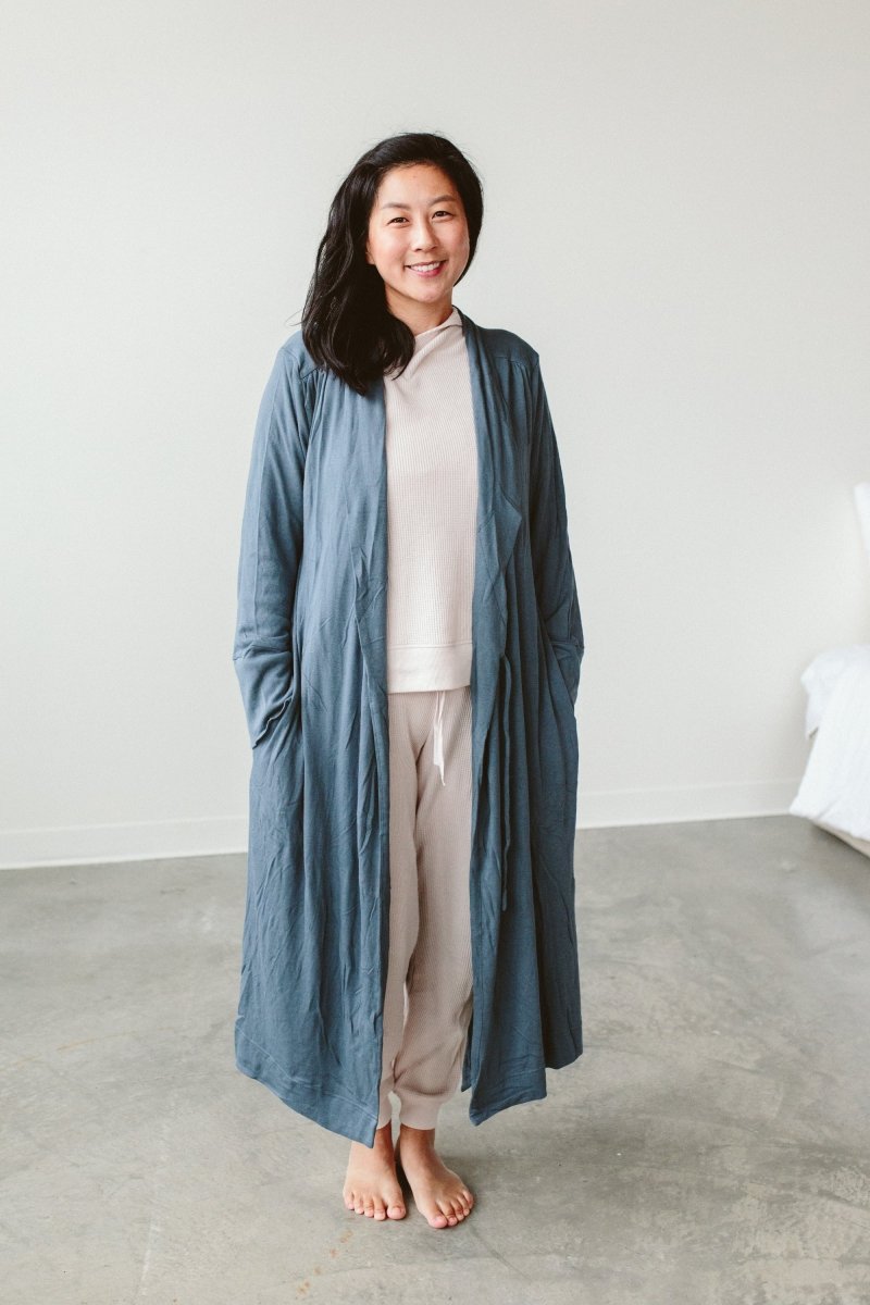 Goumi Kids MIDNIGHT Women's Robe – soft bamboo organic cotton robe – lifestyle